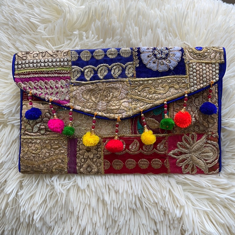 Stunning antik batik style embroidered clutch